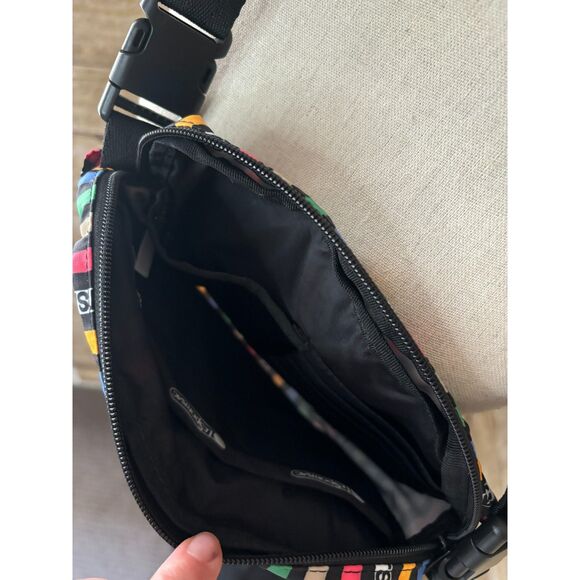 LESPORTSAC SMALL NYLON COLORFUL STRIPED CASUAL SHOPPING TRAVEL CROSSBODY BAG - Picture 5 of 5